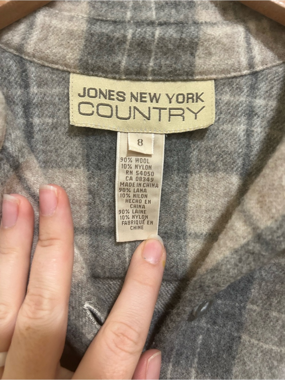 Jones New York Country 90% Wool Plaid Shacket Shirt Jacket Size 8 - Picture 4 of 8